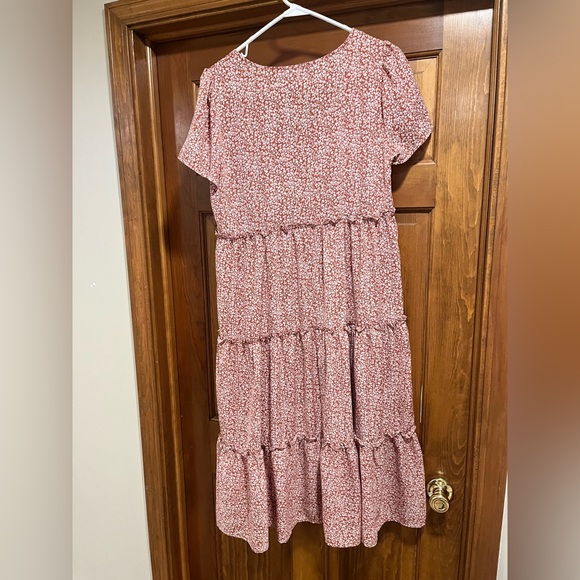JODIFL Terracotta Floral Tiered Midi Dress - Size S - Boho Cottagecore - Picture 3 of 8